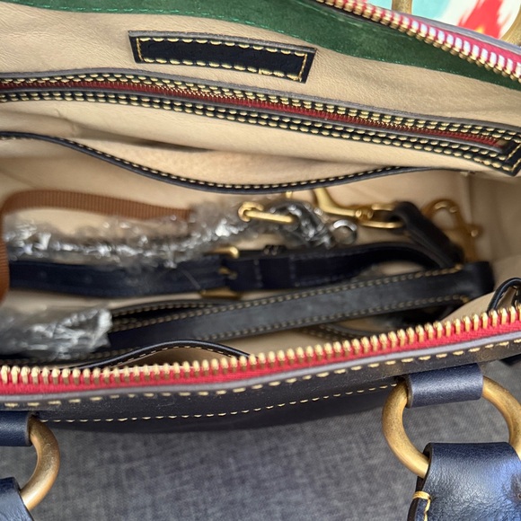Dooney & Bourke Cameron Florentine Navy Leather Satchel. New with tags - Picture 4 of 11